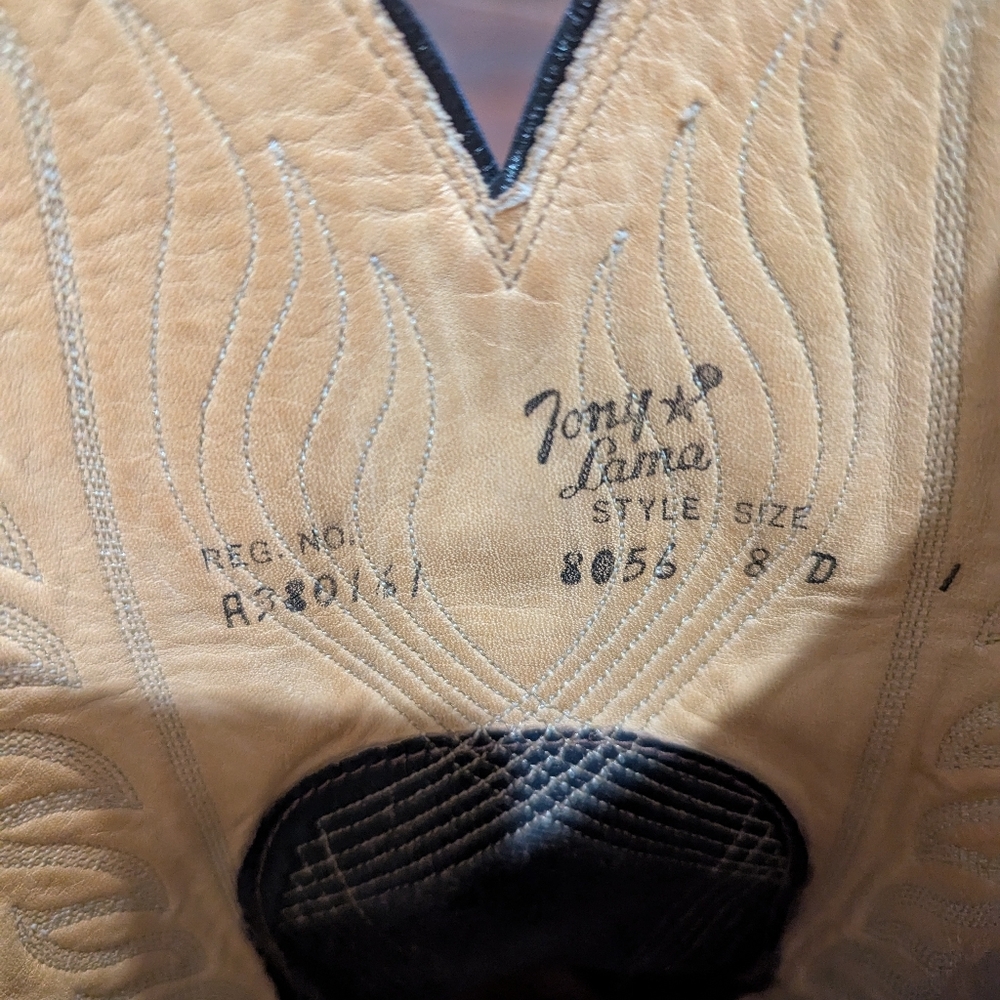 Vintage Tony Lama 2-toned Blue/Gray Leather Western Cowboy Boots - Men's Size 8 - Picture 3 of 9
